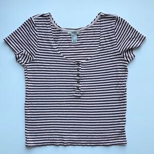 Forever 21 sretchy striped baby tee Size L